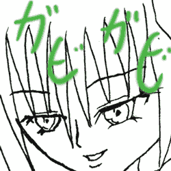 前回のイラストの線画拡大(アナログ)