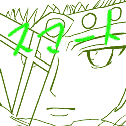 制作中のイラストの線画拡大(SAI)