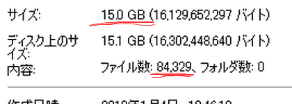 整理中の画像フォルダ:15GB、画像総数84000